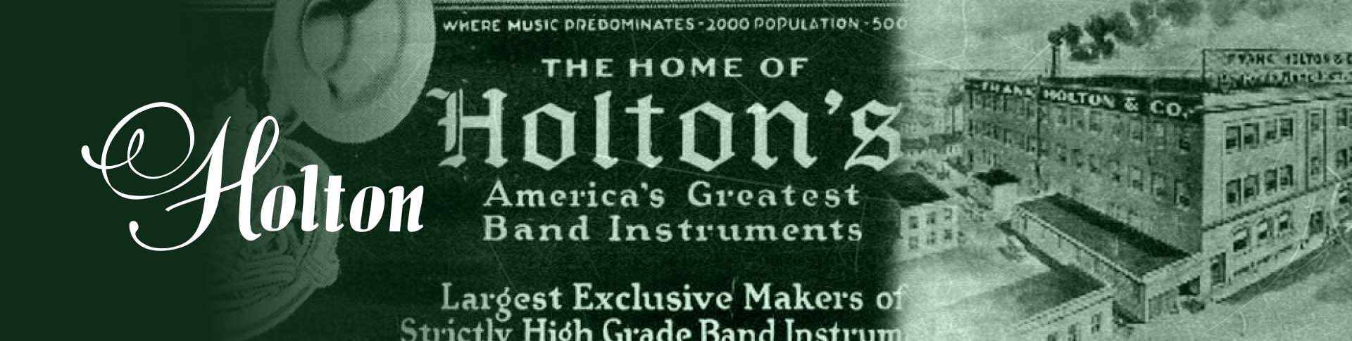 Holton Horn Logo with an old advertisement